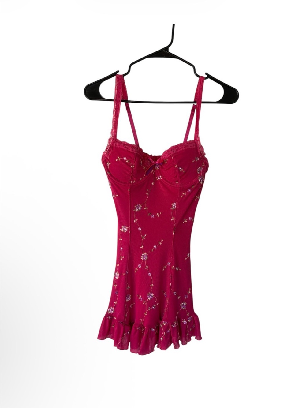 Sugar Thrillz Embroidered Floral Mesh
Slip Dress